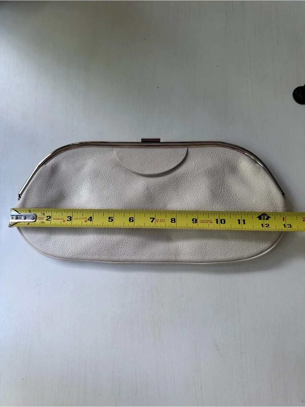 Banana Republic Fall 2004 Cream Leather Frame Clutch with attached mini mirror